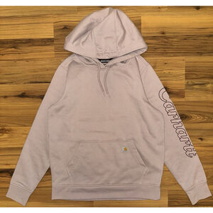 Carhartt Rain Defender Hoodie Pink Athleisure Logo Sleeve Medium